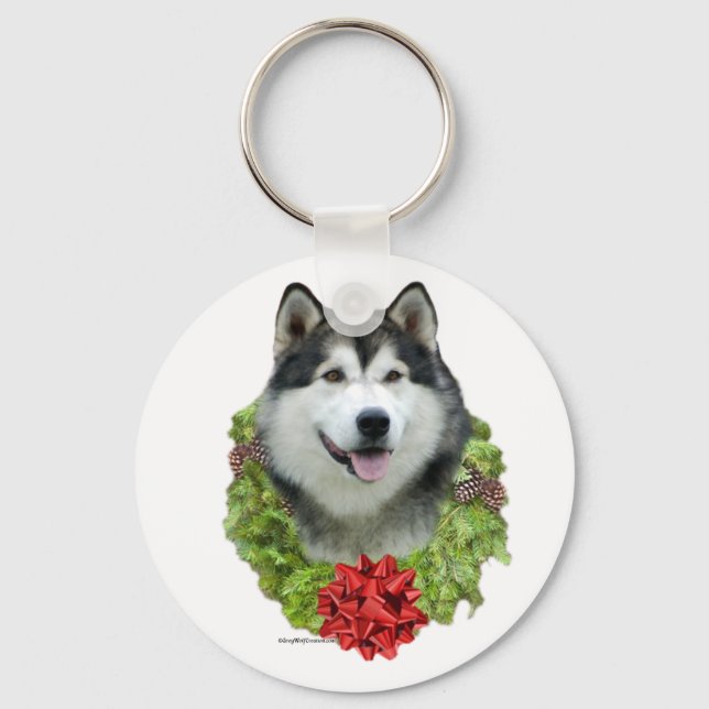 Alaskan Malamute Wreath - Chaveiro (Frente)