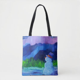 Alaskan Snowman Tote Bags