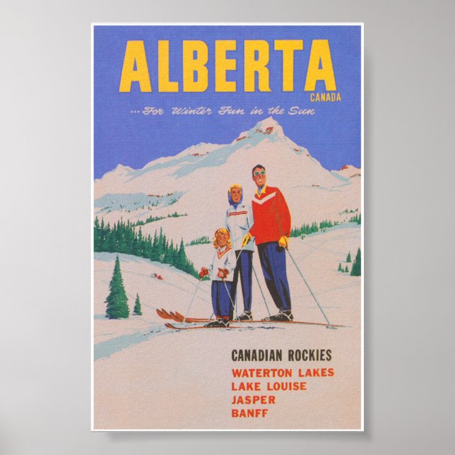 Alberta Canada Vintage Ski Poster (Frente)
