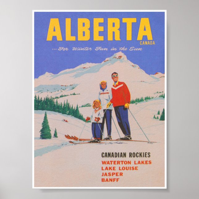 Alberta Canada Vintage Ski Poster (Frente)