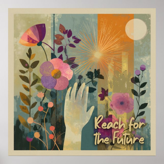 Alcance para o futuro - Solarpunk Art Impressão (Frente)