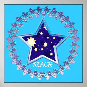 "Alcance para poster inspirador das estrelas"