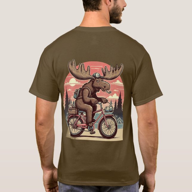 Alce na camiseta Clássica de bicicleta (Verso)