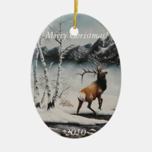 Alces da pintura dos enfeites de natal na neve