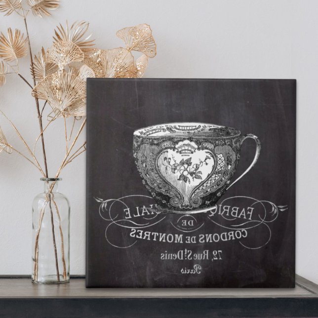 Alcoba Alice no grupo de chá das Wonderland (Chalkboard Alice in Wonderland tea party teacup Tile)