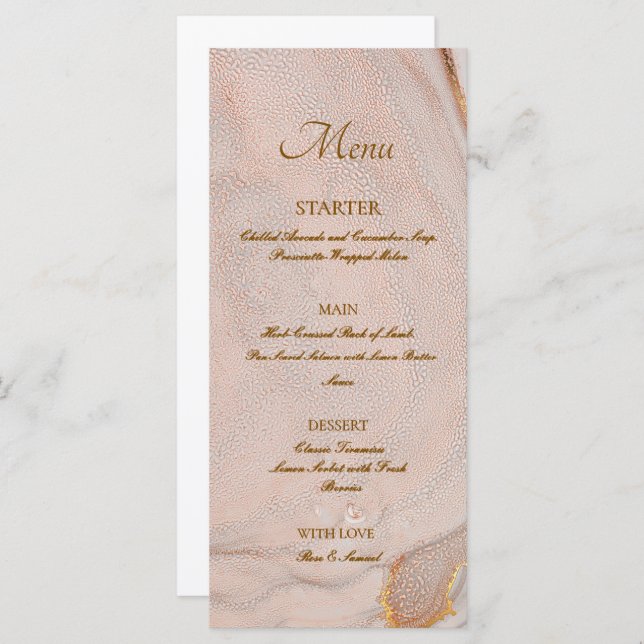 Alcohol Ink Rose Elegant Flat Menu (Frente/Verso)