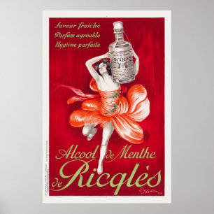 Alcool de menthe de Ricqlès Poster vintage 1924