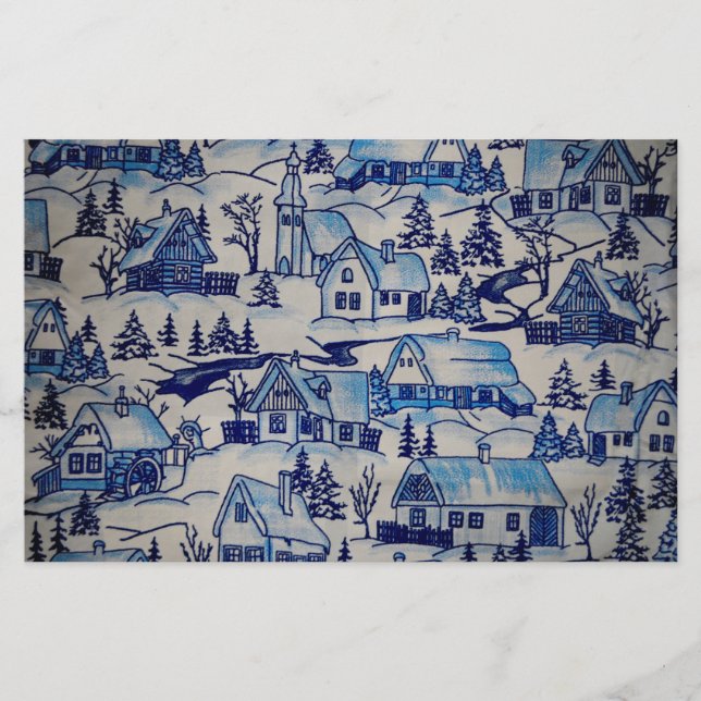 Aldeia de Natal Azul Vintage (Frente)