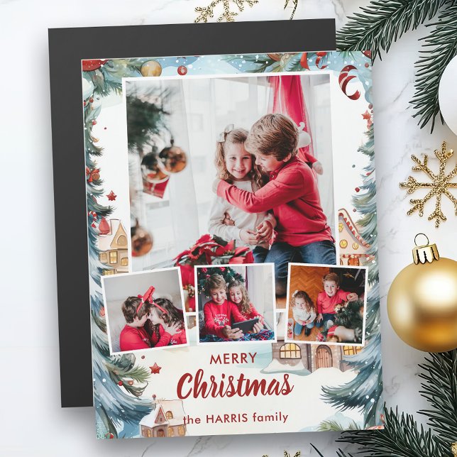 Aldeia de Neve Festiva de inverno, Quatro Fotos (Criador carregado)