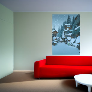 Aldeia montanhosa   AI Art Poster