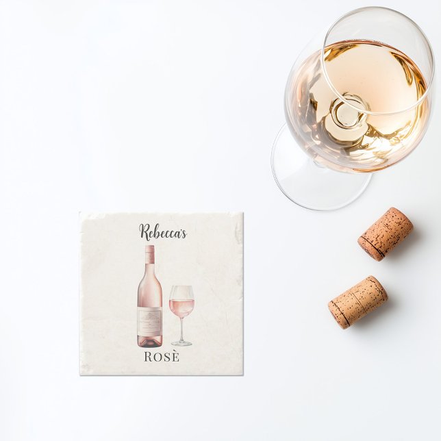 Alegre de Vinho Rosé –  Porta-Copos de Vinho Perso (personalized rosé wine coaster custom name)