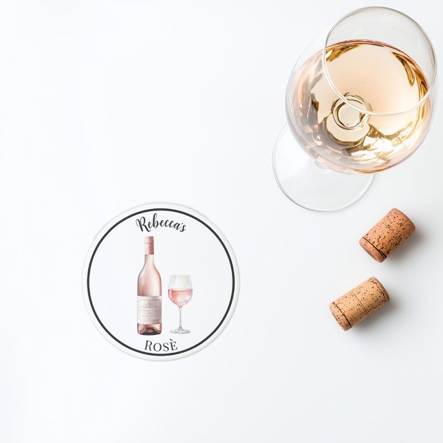Alegre de Vinho Rosé –  Porta-Copos de Vinho Perso (personalized rosé wine coaster custom name)