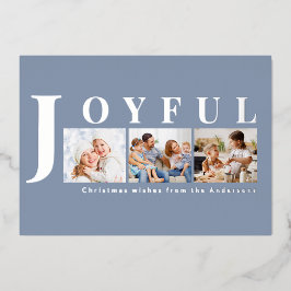 Alegre Natal Multi Foto Moderno Azul Ardósia