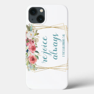 Alegre-se Sempre Rosa Floral em Aquarela Azul Turq