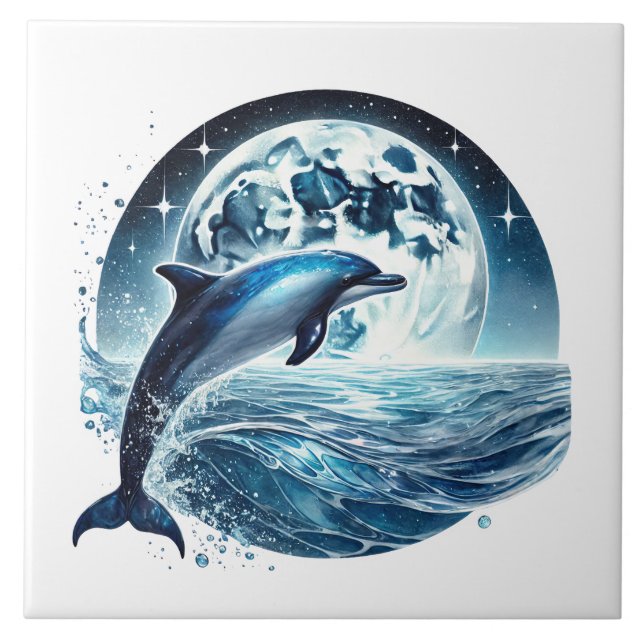 Alegres azulejos cerâmicos de golfinho de praia fo (Frente)