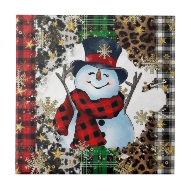 Alegres Azulejos Cerâmicos de Neve 3D (Frente)