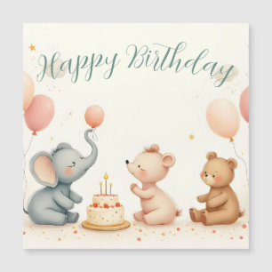 Alegria de aniversário animal com balões