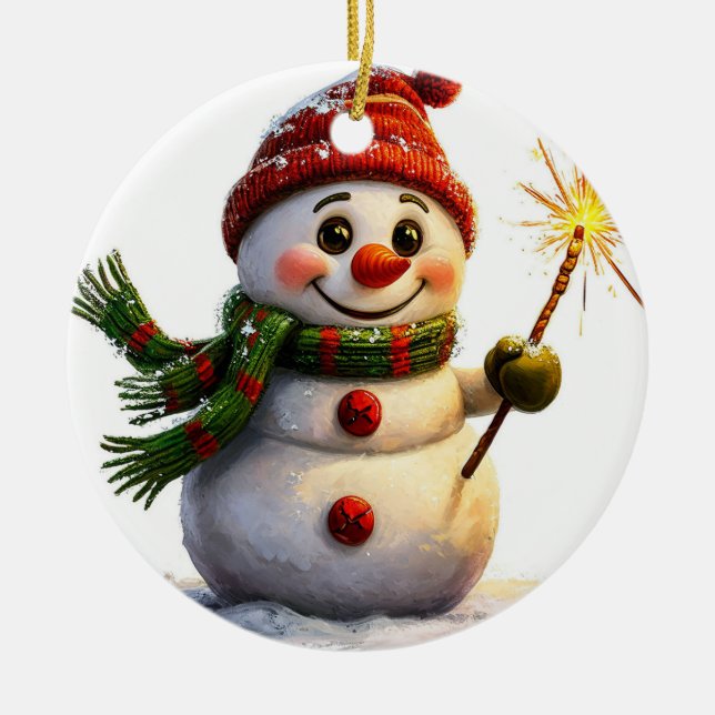🎄 Alegria de Boneco de Neve de Inverno Enfeite de (Frente)