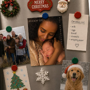 Alegria de Férias Moderno Ímã Foto Natal