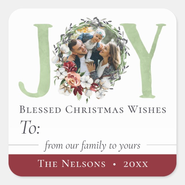 Alegria de Natal Floral do Sul para / Da Etiqueta  (Frente)