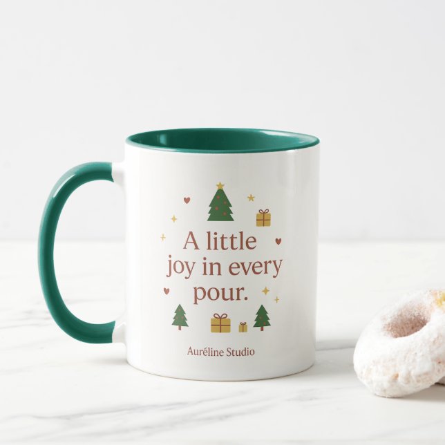 Alegria numa Xícara | Caneca de Natal Minimalista (Com Donut)