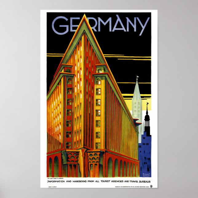 Alemanha - Poster de Viagens vintage restaurado (Frente)
