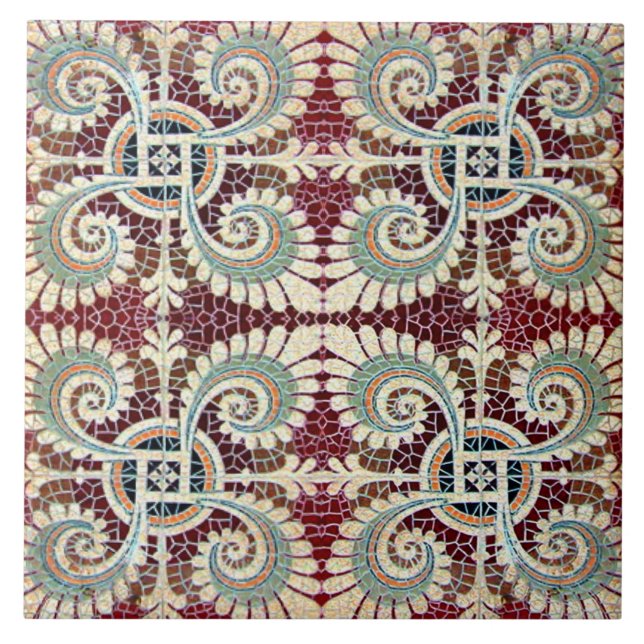Alemão Floral Maroon Art Nouveau Jugendstil (Frente)