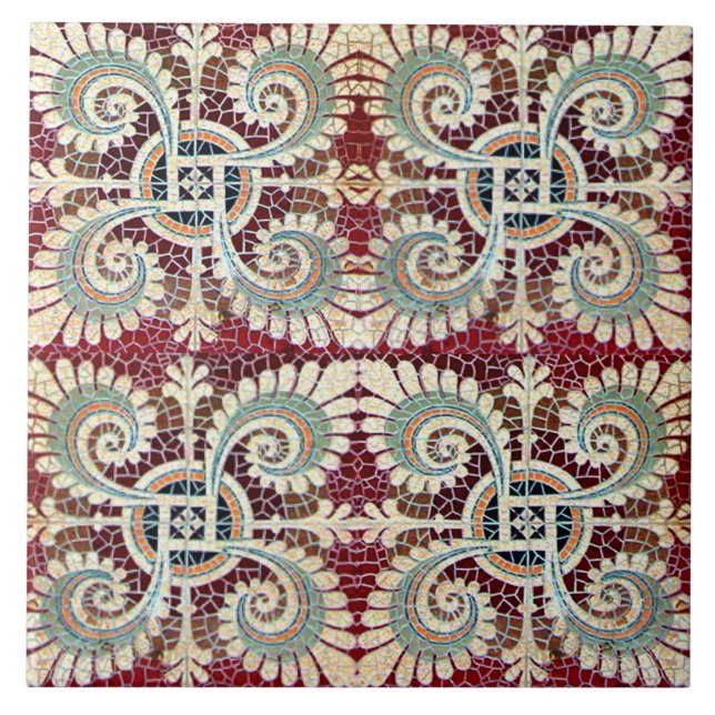 Alemão Floral Maroon Art Nouveau Jugendstil (Frente)