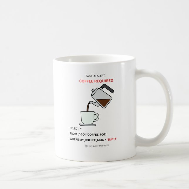 Alerta do Sistema Café Requerido Caneca de Humor S (Direita)