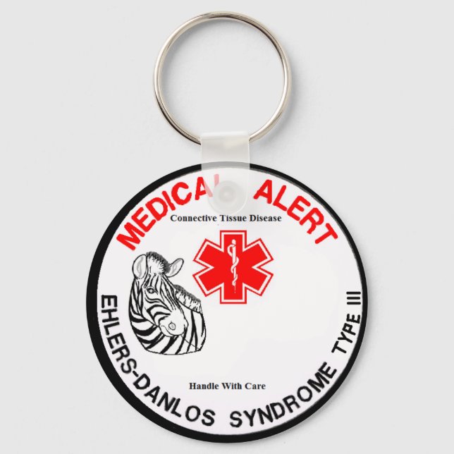 Alerta Médico de EDS Tipo 3 com Zebra Chaveiro (Frente)