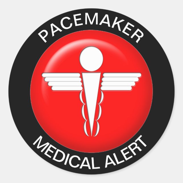 Alerta Médico do Pacemaker - Adesivo Redondo (Frente)