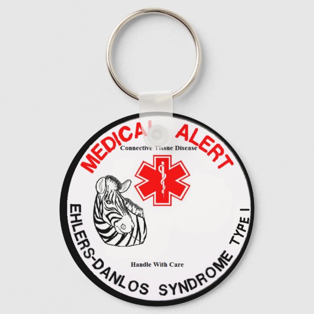 Alerta médico EDS Tipo 1 com Zebra Chaveiro (Frente)