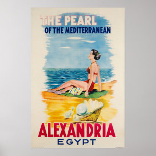 Alexandria, Egipto, poster das viagens vintage