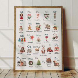 Alfabeto de Natal Poster ABC Decoração de Sala de