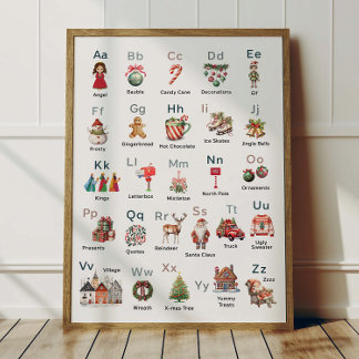 Alfabeto de Natal Poster ABC Decoração de Sala de