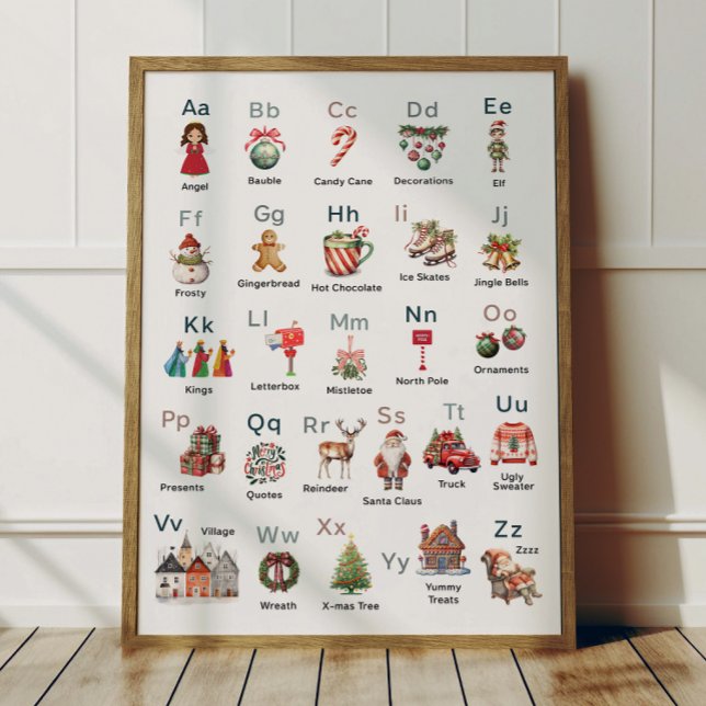 Alfabeto de Natal Poster ABC Decoração de Sala de  (Criador carregado)