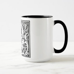 Alfabeto Estilo Renascimento Letra P em Caneca