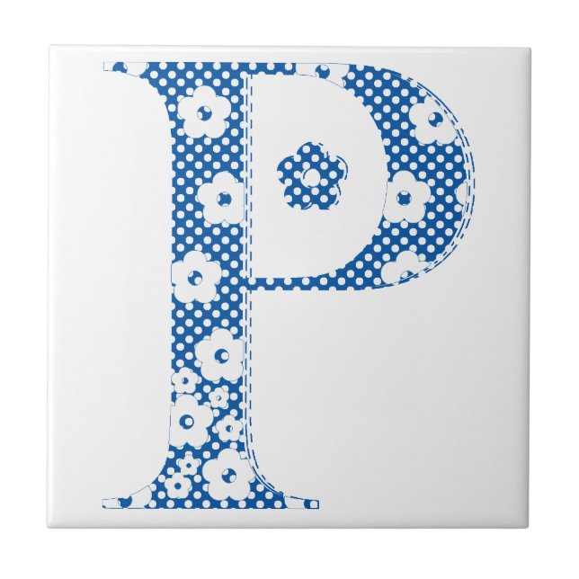 alfabeto floral P (azul e pontos) (Frente)