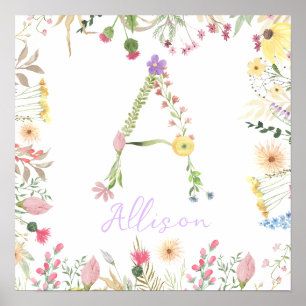 Alfabeto Floral Personalizado Impressão de Enferme