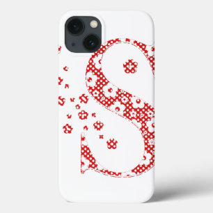 alfabeto floral S (vermelho e pontos)