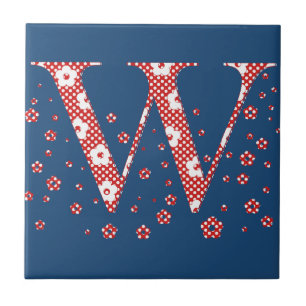 alfabeto floral W (vermelho e pontos)