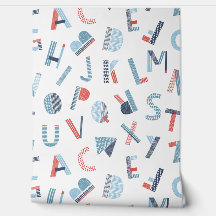 alfabeto fofo com manchas manchadas em branco azul