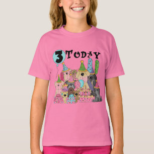 Alfinetes aniversário de 3 anos Bash Camisetas e p