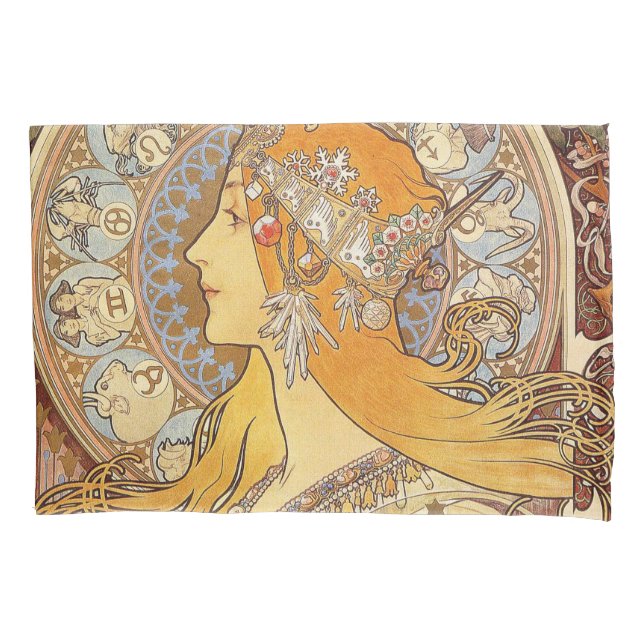 Alfonse Mucha Zodiac Art Nouveau Mulher (Frente)