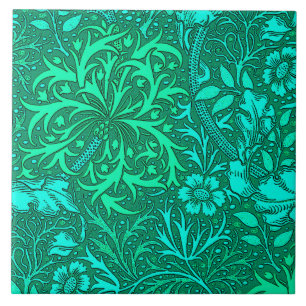 Alga de Nouveau da arte floral, turquesa e Aqua