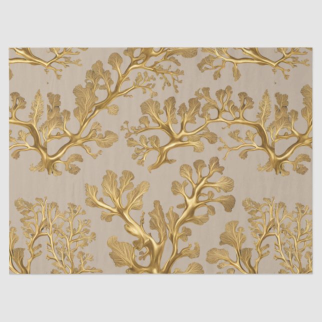 Algas Douradas em Papel Tecido de Areia (Frente )