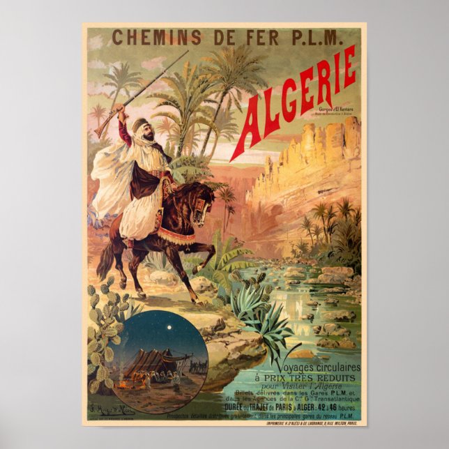 Algérie Vintage Railroad Poster 1891 (Frente)