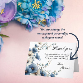 Algo Azul Antes de Dobrar Cartão de Agradecimento