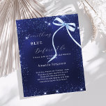 Algo azul antes que eu faça o "Chuveiro Bridal"<br><div class="desc">Um fundo azul marinho,  decorado com brilho azul e um arco. A cor azul é irregular. Personalize e adicione um nome e detalhes da parte. Texto: Algo azul antes de mim. 1 folha = 1 chá de panela impresso borda a borda.</div>