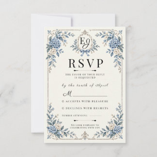 Algo Azul Antigo Casamento RSVP de Família